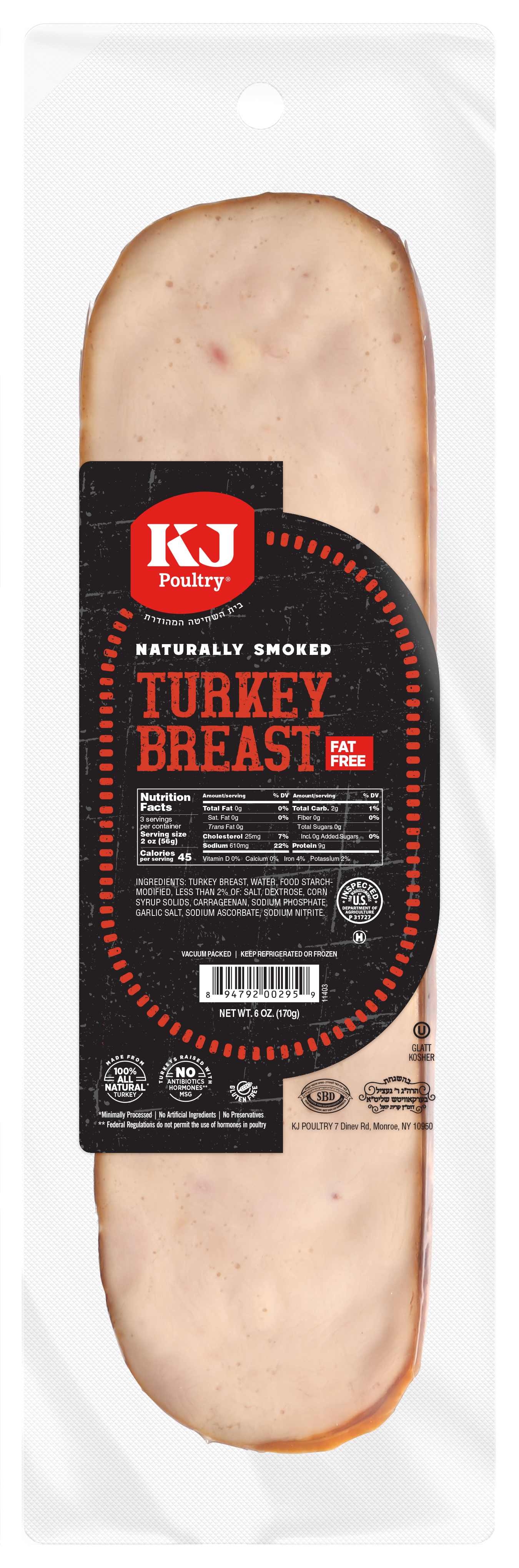 KJ Poultry Naturally Smoked Turkey Breast.