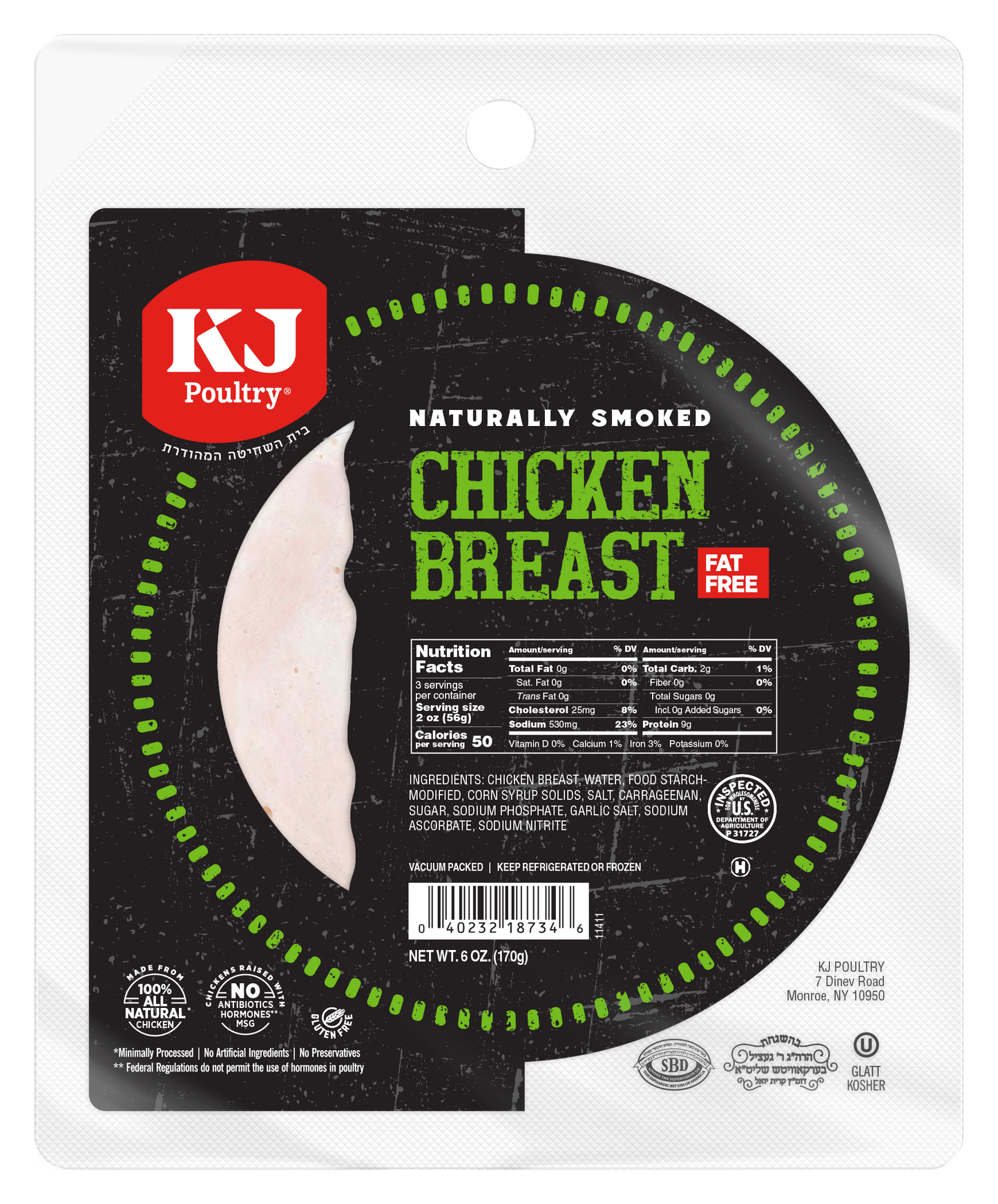KJ Poultry Kosher Smoked Chicken Breast.