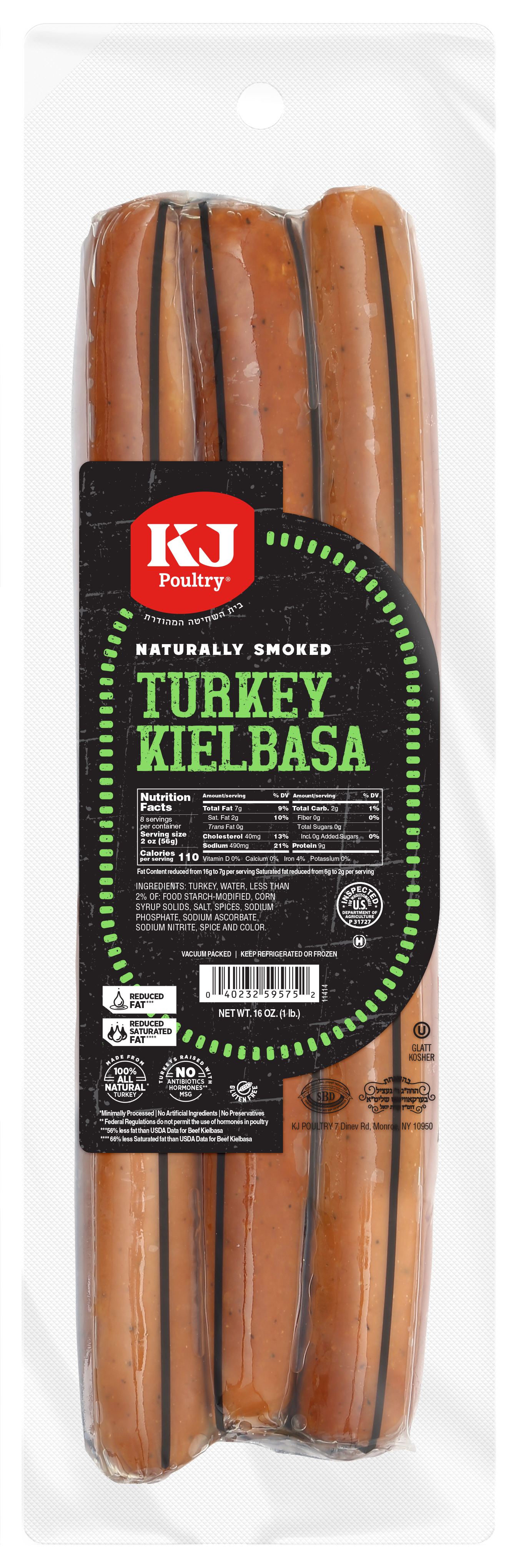 KJ Poultry Kosher Turkey Kielbasa.