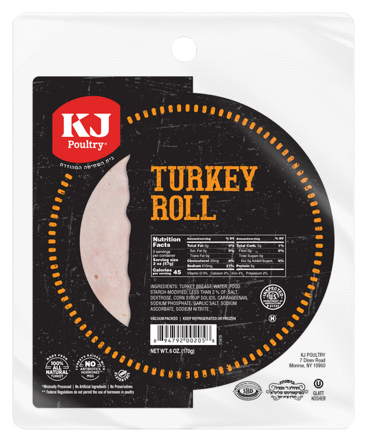 KJ Poultry Kosher Sliced Turkey Roll