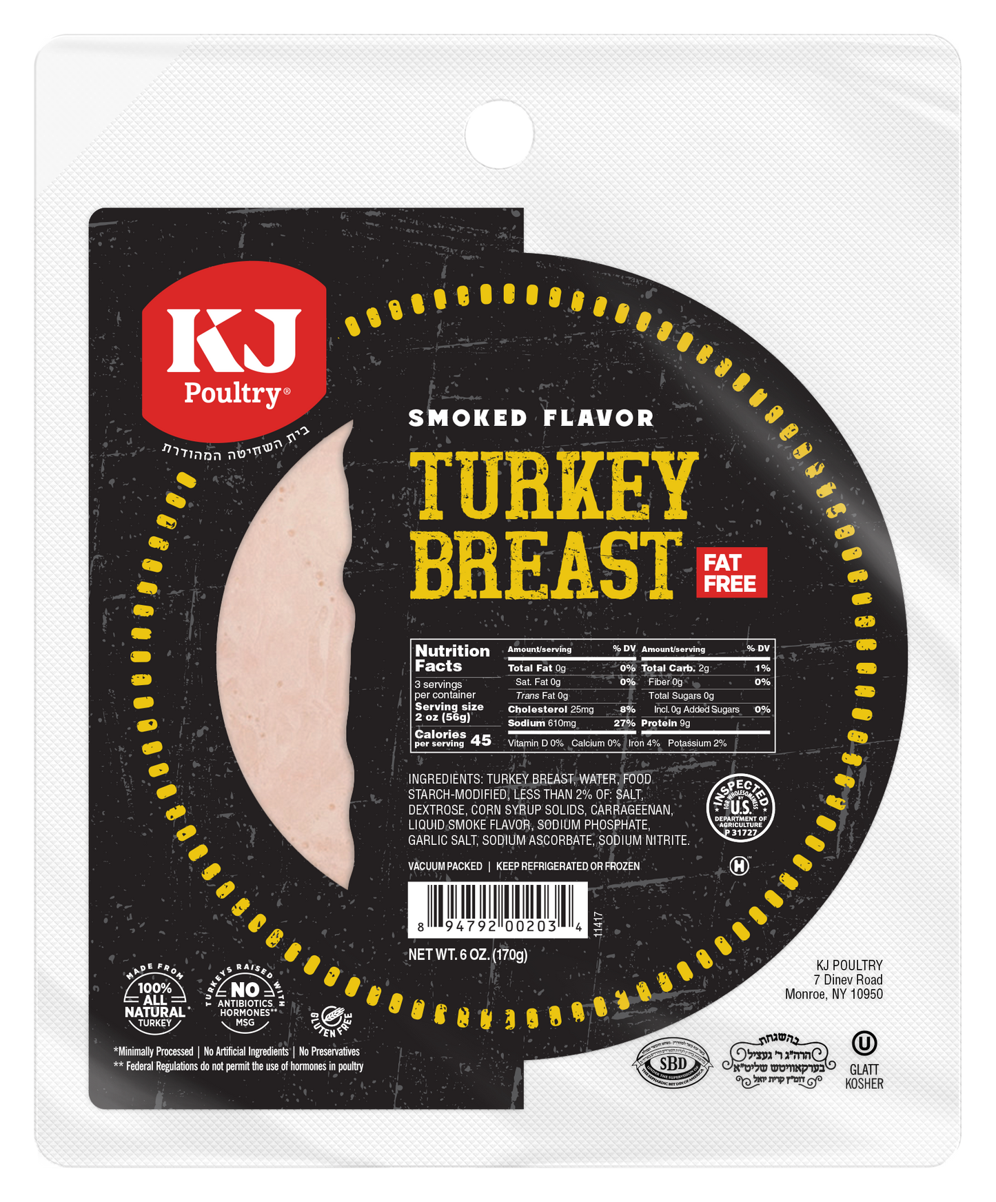 KJ Poultry Sliced Smoked Turkey Breast.