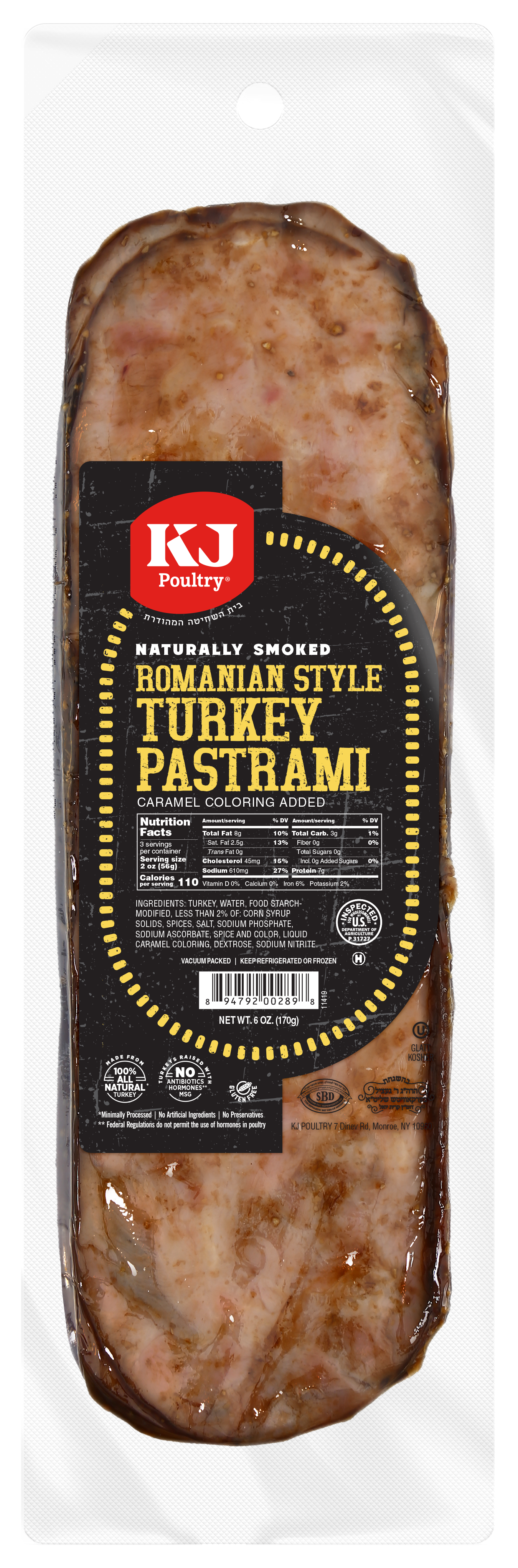 KJ Poultry Romanian Turkey Pastrami.