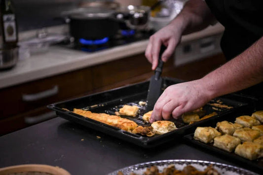 Preparing baked pastries for a quick Shabbos meal